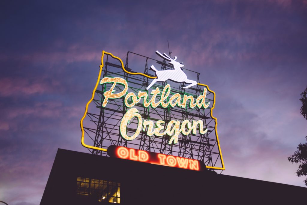 Be like Portland. Neon sign that says Portland Oregon.